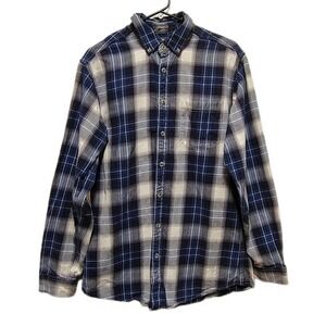 Eddie Bauer Mens Relaxed Fit Plaid Button Down Flannel Size Tall Medium Outdoor